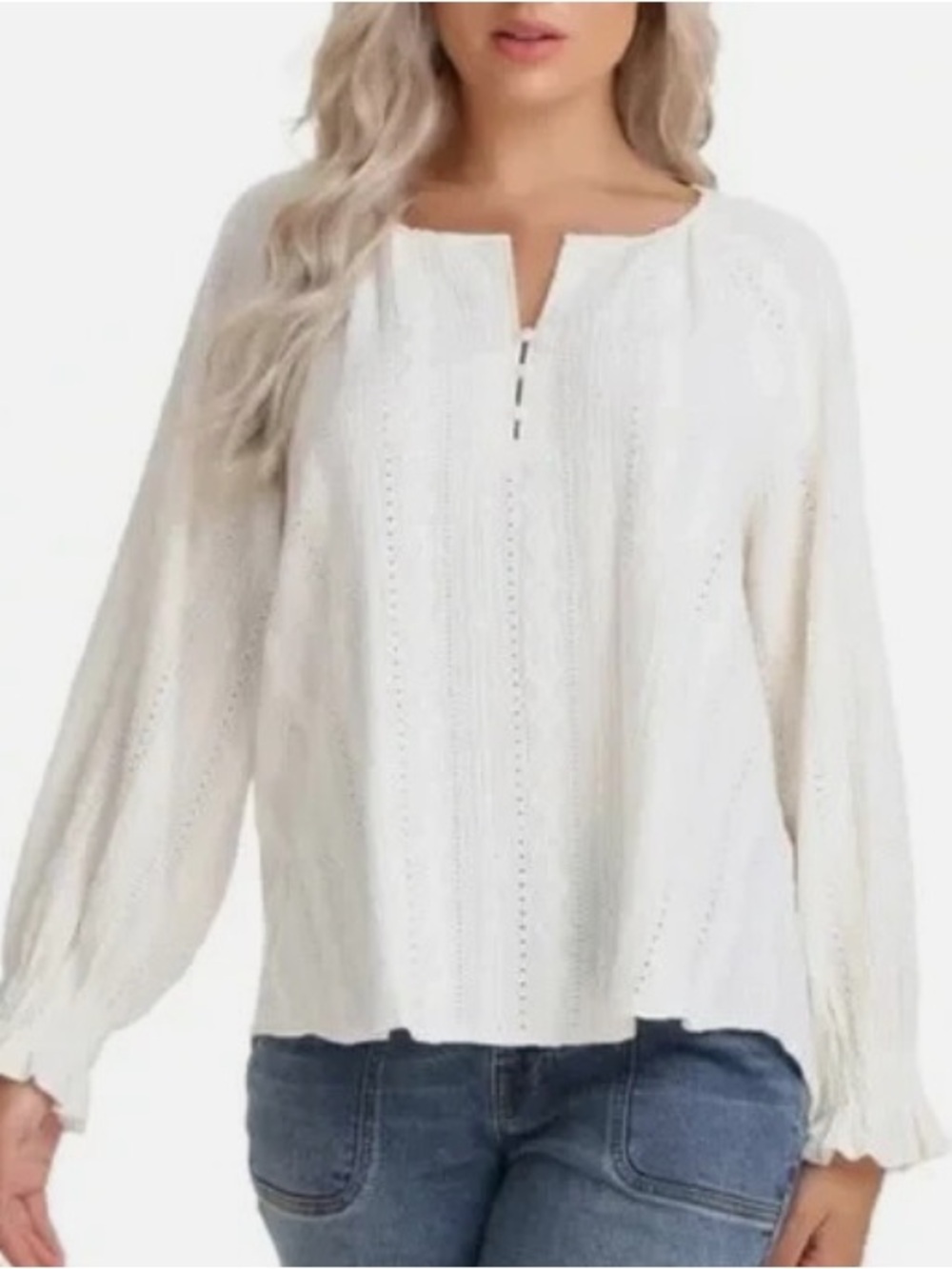 Frye Textured Long Sleeve Peasant Blouse NWOT
